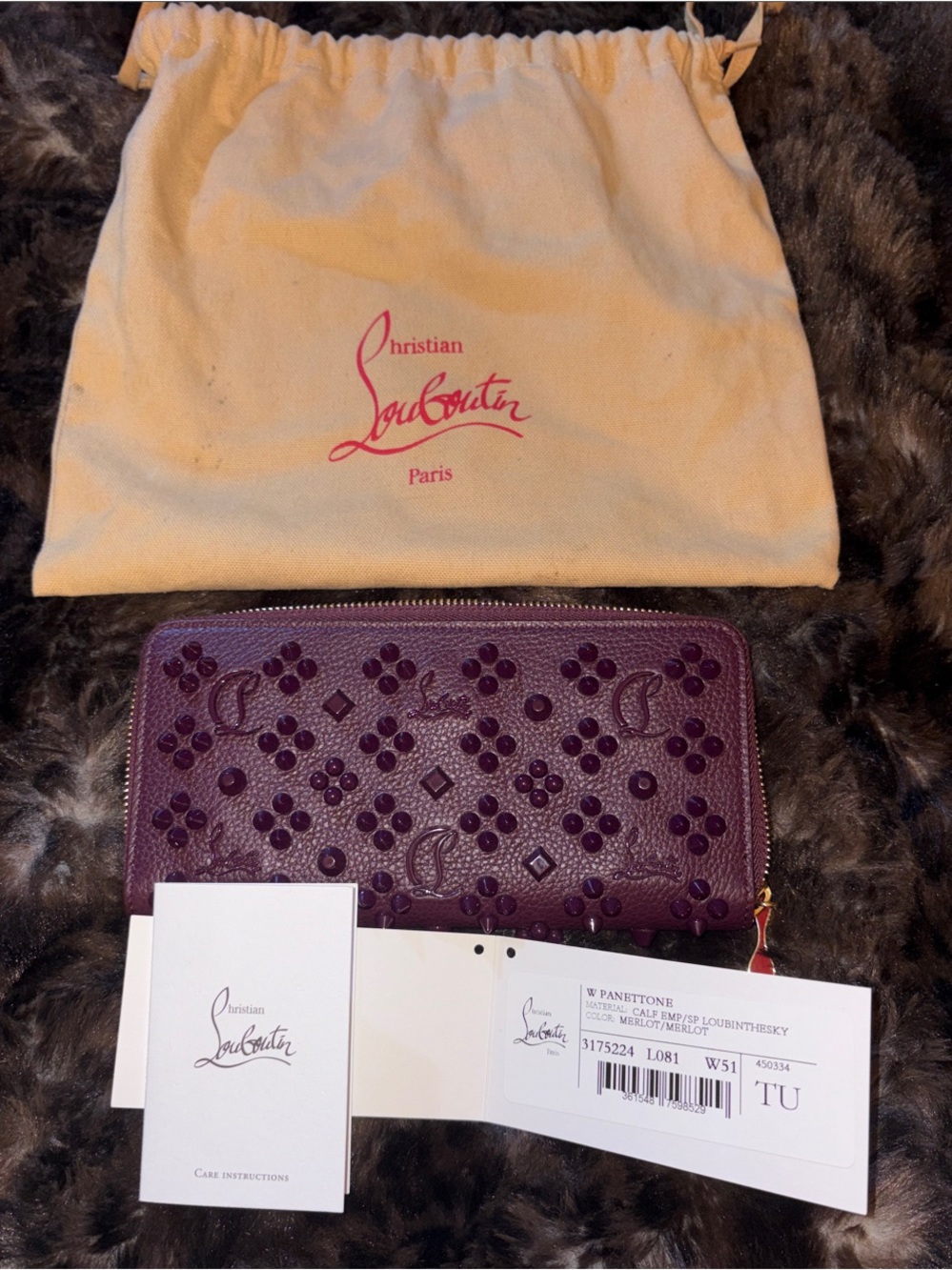 NWT Christian Louboutin Panettone Wallet in Merlot - Full Set & Pristine - Picture 7 of 8
